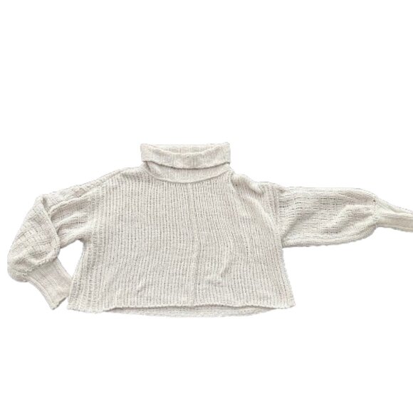 FREE PEOPLE Cropped Chenille Turtleneck Sweater Super Soft Size Medium - Picture 1 of 11